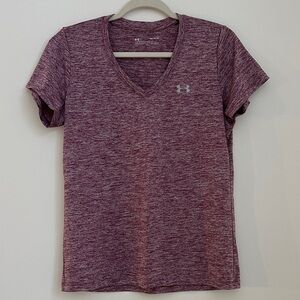 Under Armour Women's Maroon Heathered V-Neck Tee